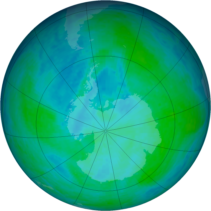 Antarctic ozone map for 02 January 1994